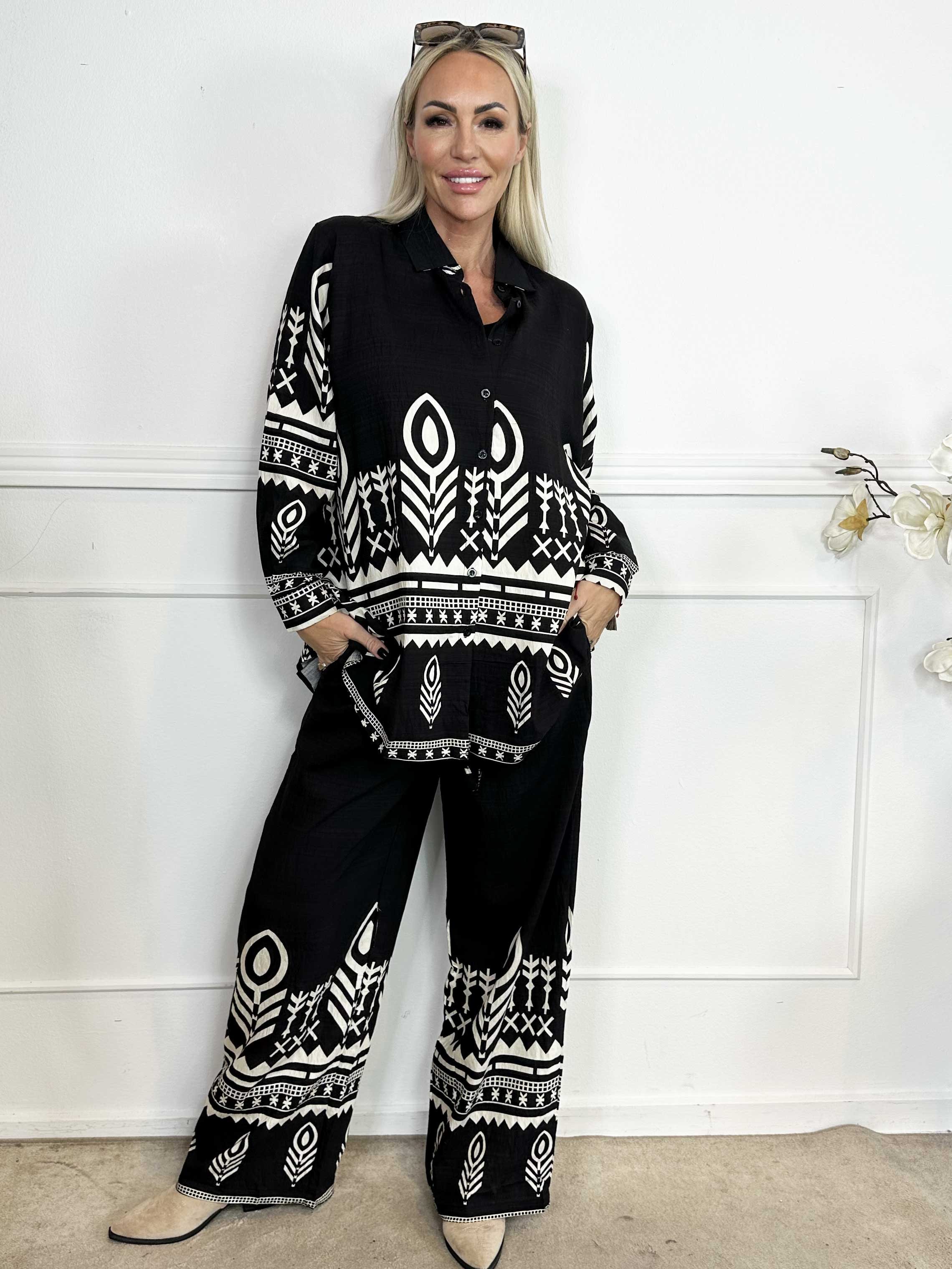 Diana - Mönstrat skjortset i viskos